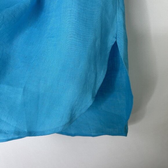 Soft Surroundings Linen Tunic Top Womens Size Small Blue Button Back - Picture 5 of 10